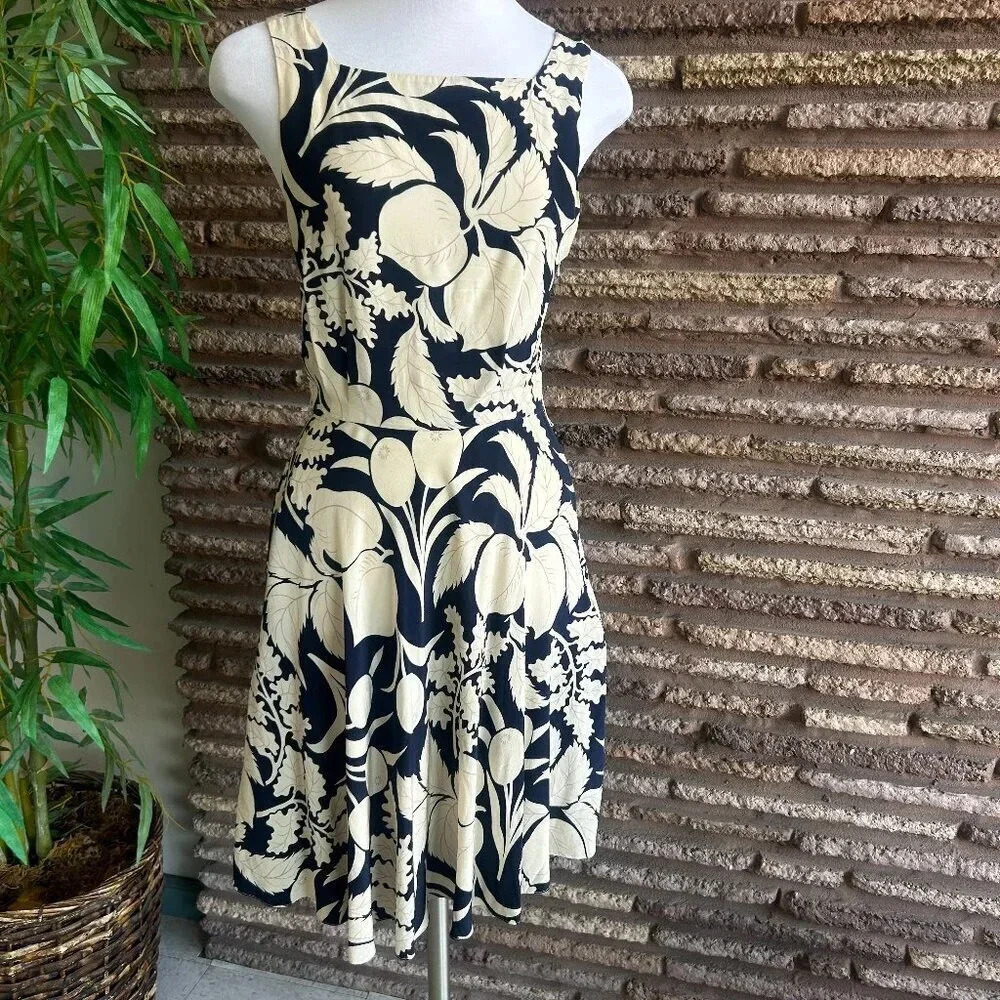 Ralph Lauren Purple Label Vintage 100% Silk Navy Blue Strappy Summer Dress